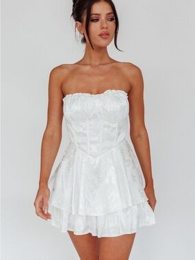Angel Biba Corset Tier Mini Dress Romper NWT L Soft Girl Romantic Angel Dainty